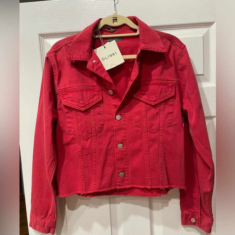 DL1961 Red Denim Jacket Size M New with 4 pockets. NWT Bloomingdales
